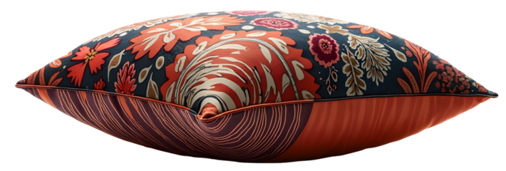 Exquisite floral pillow, a vibrant tapestry of rich colors and intricate patterns.  A luxurious accent for any home decor., cut out