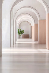 Fototapeta premium Modern interior design showcasing arches and minimalism in a bright spacious hallway
