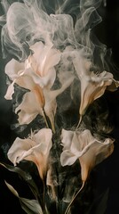 Dreamy White Flowers in Smoke: An Ethereal Floral Photography