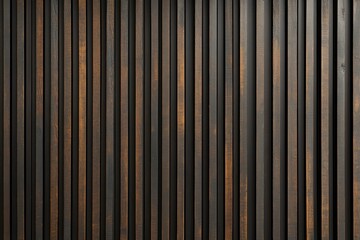 Dark brown vertical wood slat wall panel background texture.