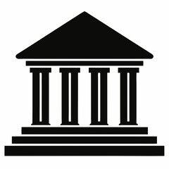 Bank Building Silhouette Vector Art