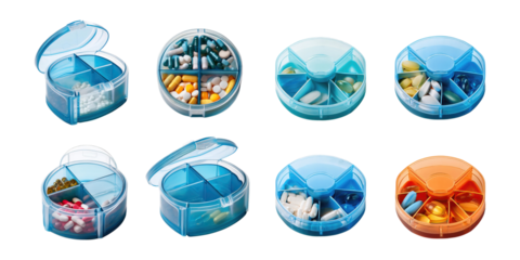 Colorful Transparent Pill Organizers for Daily Use