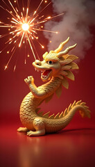 Fototapeta premium Illustration of Chinese dragon with New Year celebration, Chinese New Year festival