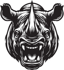 Wild Rhino in a Fierce and Threatening Pose
