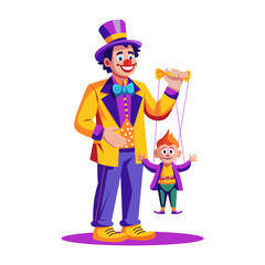 Circus puppet performance illustration in flat style 
