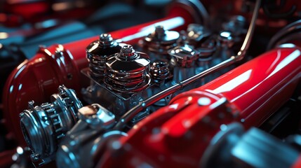 Close-up of a Classic Car Engine: A Masterpiece of Engineering