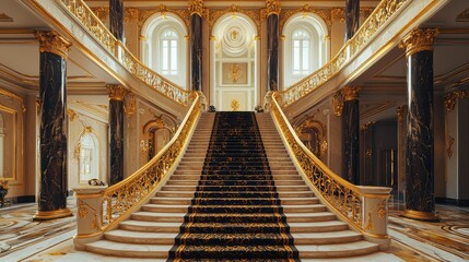 Obraz premium Elegant Grand Staircase with Luxurious Finishing and Detailing