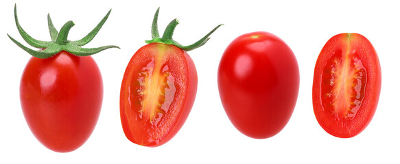 Cherry tomatoes and halved isolated, transparent PNG, collection, PNG format