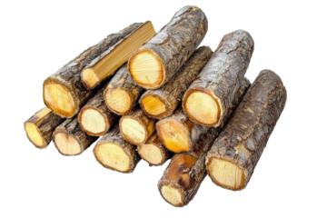pile of firewood isolated on white or transparent background