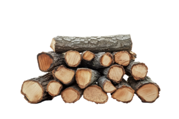 pile of firewood isolated on white or transparent background