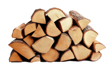 pile of firewood isolated on white or transparent background