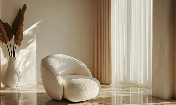 A serene interior featuring a cozy chair, natural light, and elegant decor.