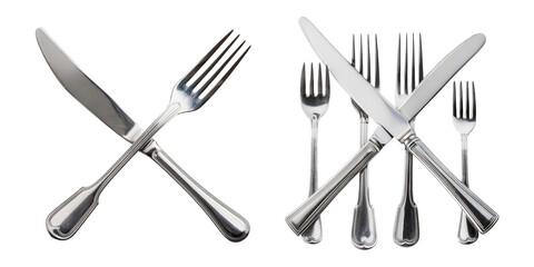 Fototapeta premium Silverware Arrangement on Transparent Background