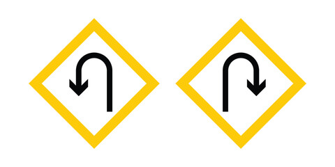 Traffic Sign, No right U-turn or u turn sign on white background, Vector EPS10.