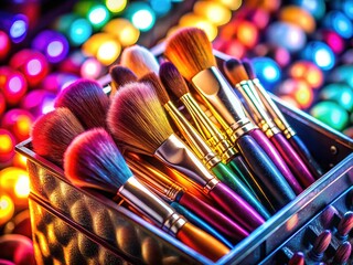 Fototapeta premium Makeup Brushes in a Box - High-Resolution Still Life