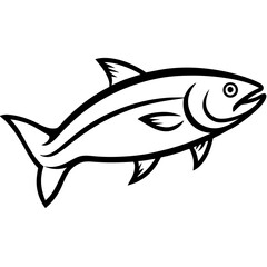 Cute Silhouette of a Salmon line art vector cartoon illustration