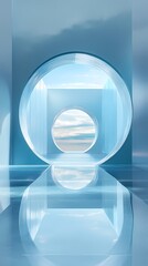Digital Technology Blue Circular Poster Background with generative