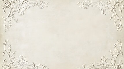 Elegant ornate floral frame design on beige background