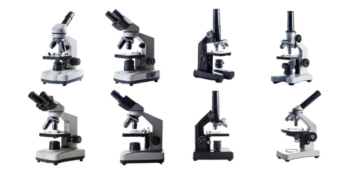 Collection of Lab Microscopes with Transparent Background