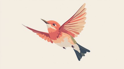 Fototapeta premium Colorful Bird in Flight with Delicate Wings and Elegant Feathers