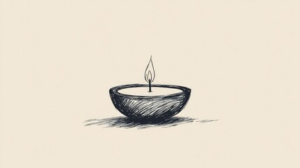 Hand-Drawn Minimalist Candle Illustration on a Soft Background