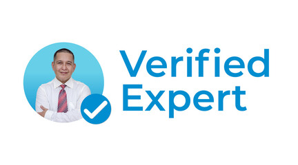 Verified Expert with blue checkmark. With profile photo of a validated and experienced professional in consultancy businesses.