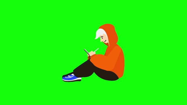 man using tablet compute sign and symbol. 2d animated video clip. without background. Using TECHNOLOGY concept. 