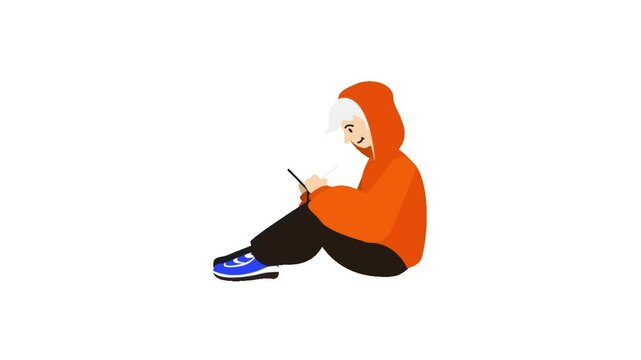 man using tablet compute sign and symbol. 2d animated video clip. without background. Using TECHNOLOGY concept. 