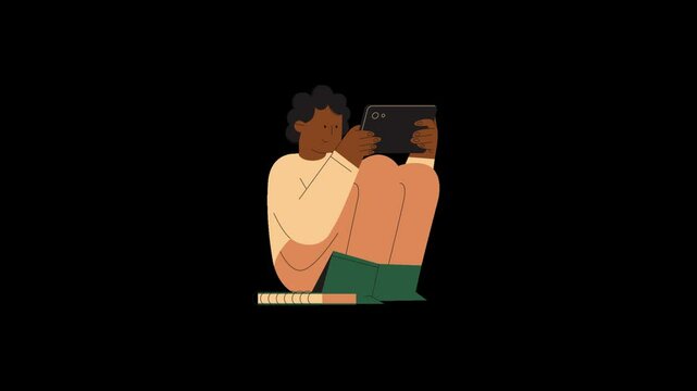 man using tablet compute sign and symbol. 2d animated video clip. without background. Using TECHNOLOGY concept. 