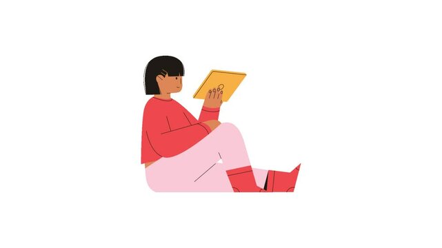 man using tablet compute sign and symbol. 2d animated video clip. without background. Using TECHNOLOGY concept. 