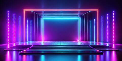 Abstract Neon Gradient 3D Render Stage