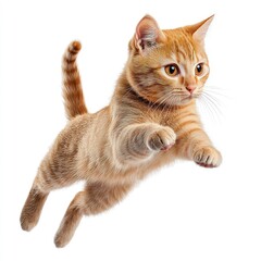 Jump cat isolated on white background
