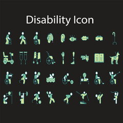 Disability with technology line icon set. Included the icons as assistive device
