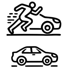 car , running silhouette, Pedestrian Danger