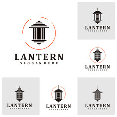 Set of Lantern logo vector illustration. Vintage Lantern logo design concept template