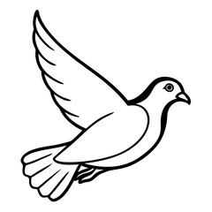 Cute Silhouette of a Pigeon line art vector cartoon illustration