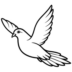 Cute Silhouette of a Pigeon line art vector cartoon illustration