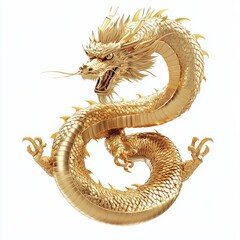 Fototapeta premium A golden dragon. on white background. dragon. golden dragon