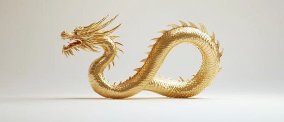 Fototapeta premium A golden dragon. on white background. dragon. golden dragon