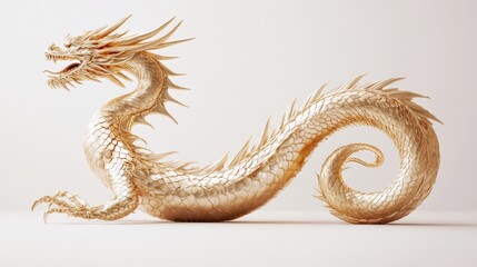 Fototapeta premium A golden dragon. S-shape golden dragon