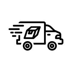 Vector black line icon for Fast shipping