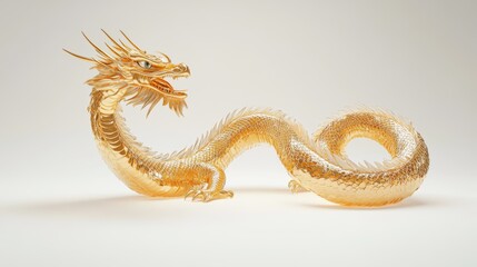 Obraz premium A golden dragon. S-shape golden dragon