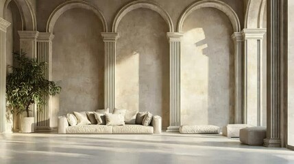 Elegant Minimalist Living Room with Natural Light and Architectural Detail