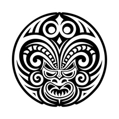 A glyph style icon of maori artwork