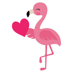 Cute Valentine flamingo vector cartoon illustration