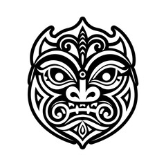 A glyph style icon of maori mask symbol