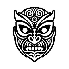 Polynesian mask symbol icon in solid style