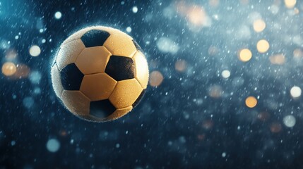 Fototapeta premium Exciting soccer match highlights stadium sports photography rainy atmosphere dynamic angle athletic spirit