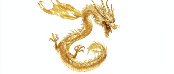 Obraz premium A golden dragon. golden dragon on white background