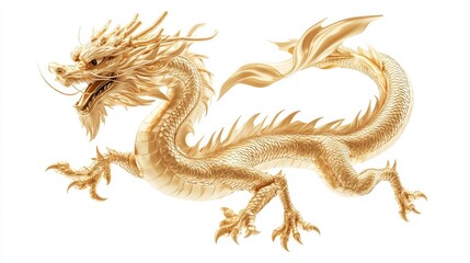 A golden dragon. golden dragon on white background